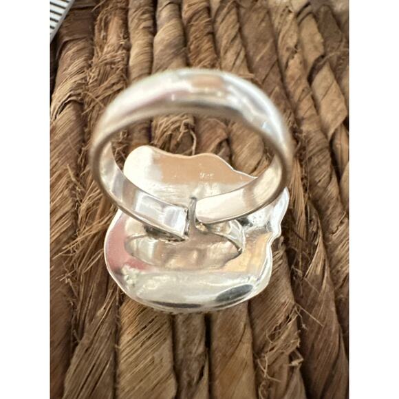 White Buffalo & Cotton Candy Cluster Sterling Ring Adjustable 5-11 - Picture 8 of 9